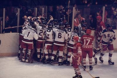 US And Russian Hockey Teams Competing In The 1980 Winter Olympics, The Miracle On Ice