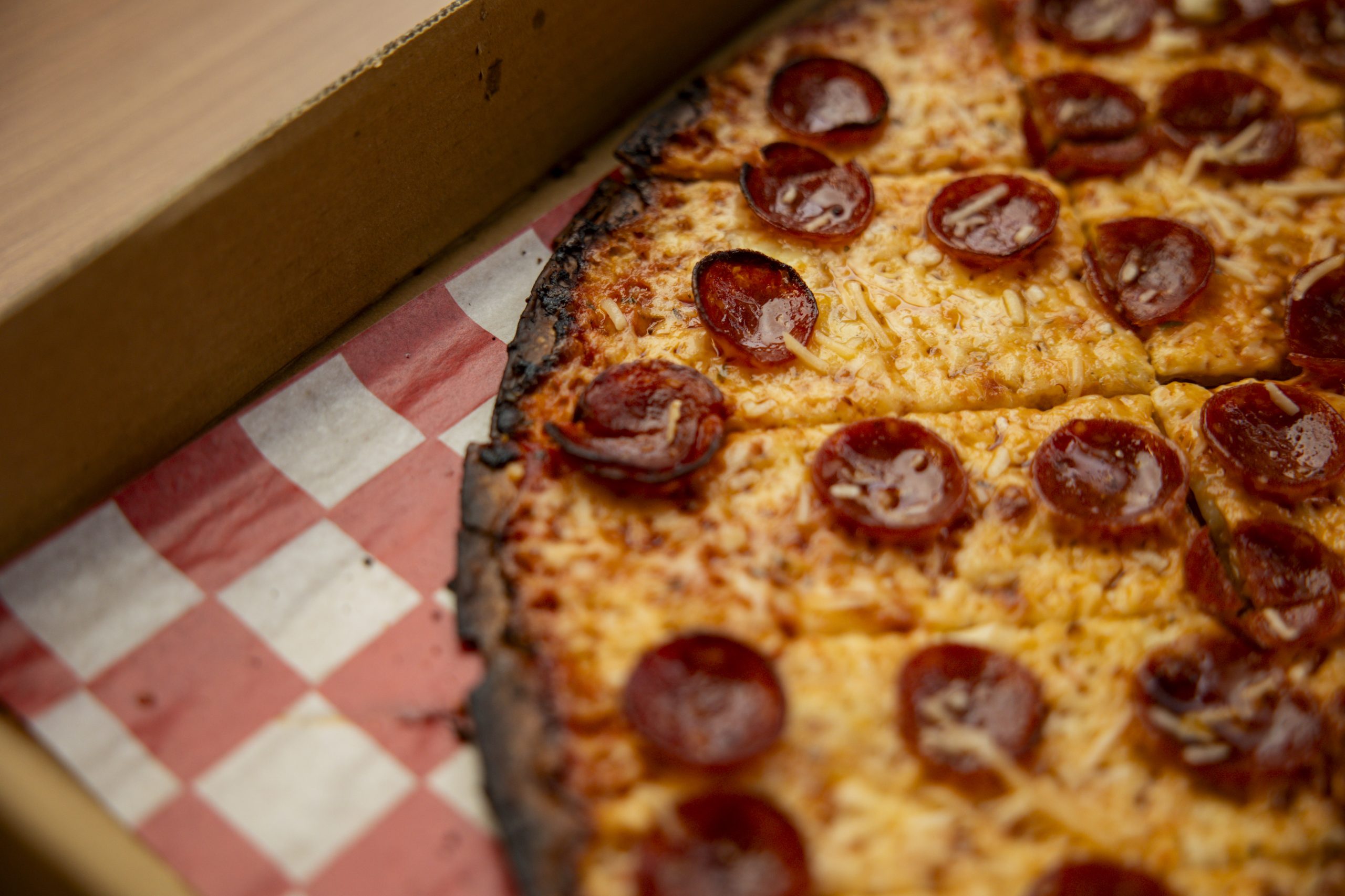A tavern-style pepperoni pizza on Jan. 30, 2024, at Pizza...