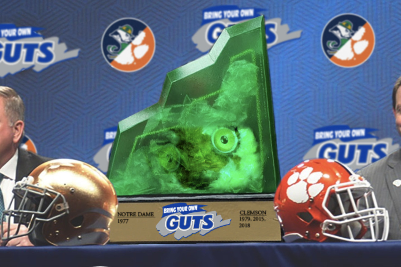 notre dame football rivalry trophy with clemson