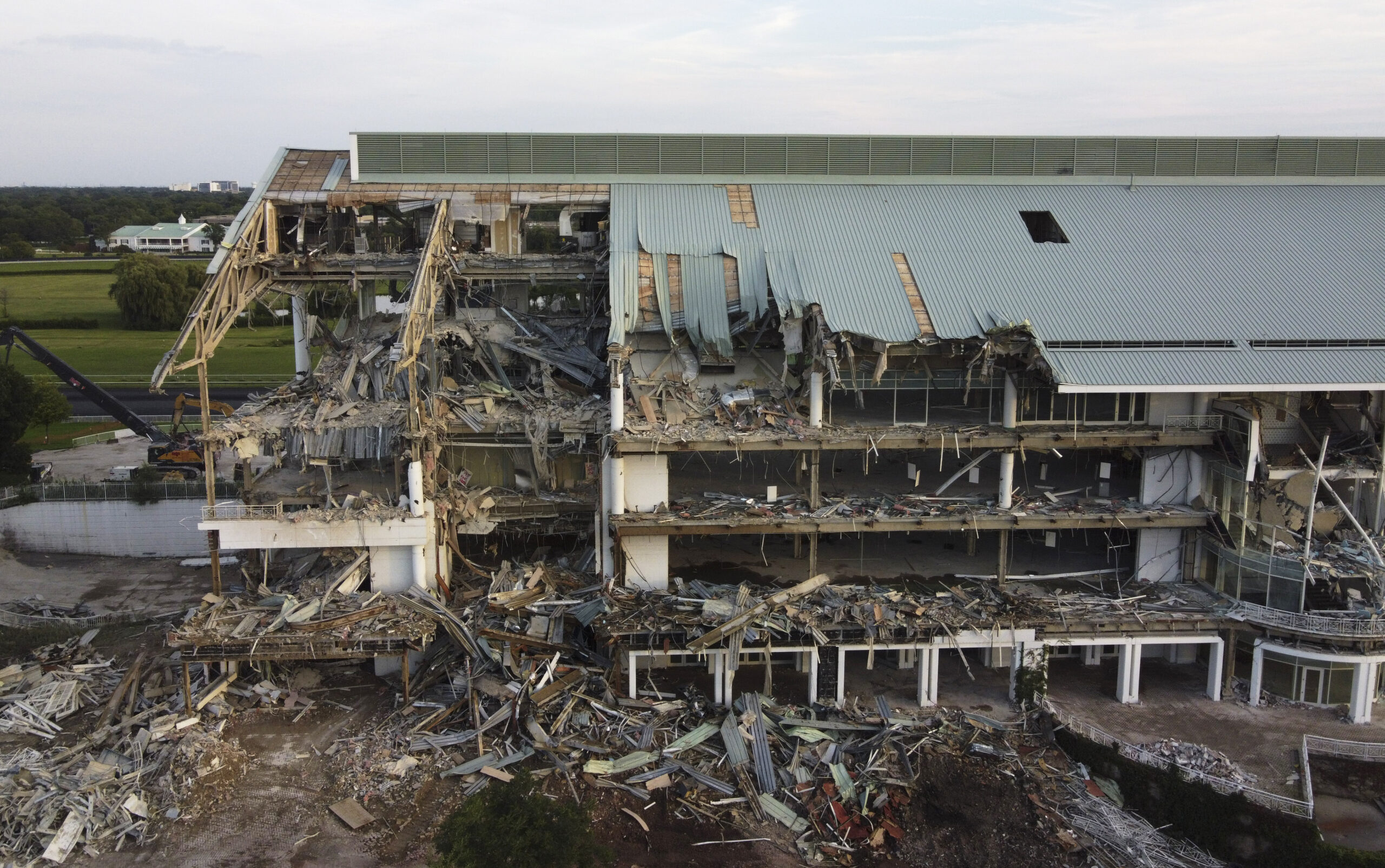 Demolition continues of the main grandstand at the former Arlington...