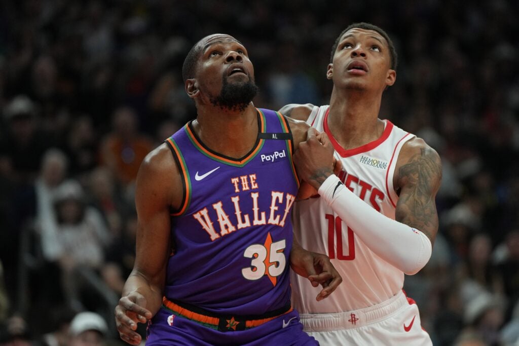 Phoenix Suns forward Kevin Durant (35) and Houston Rockets forward Jabari Smith Jr