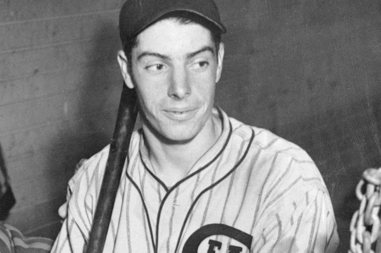 17 year old Joe DiMaggio is pictured in batting pose, as he was shown off to newsmen after joining the San Francisco Seals of the Pacific Coast League. At left is Seal’s manager, Ike Caveney.