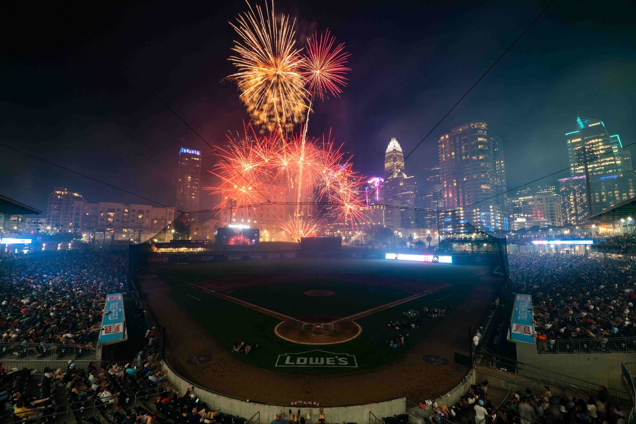 Fireworks display after the Charlotte Knights game at Truist Field in Charlotte, N.C. on July 3, 2025.