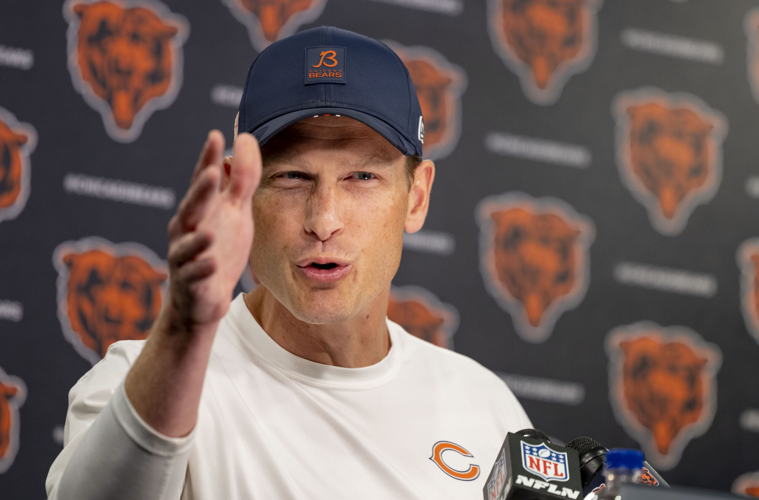 Coach Ben Johnson speaks, July 22, 2025, as the Chicago...