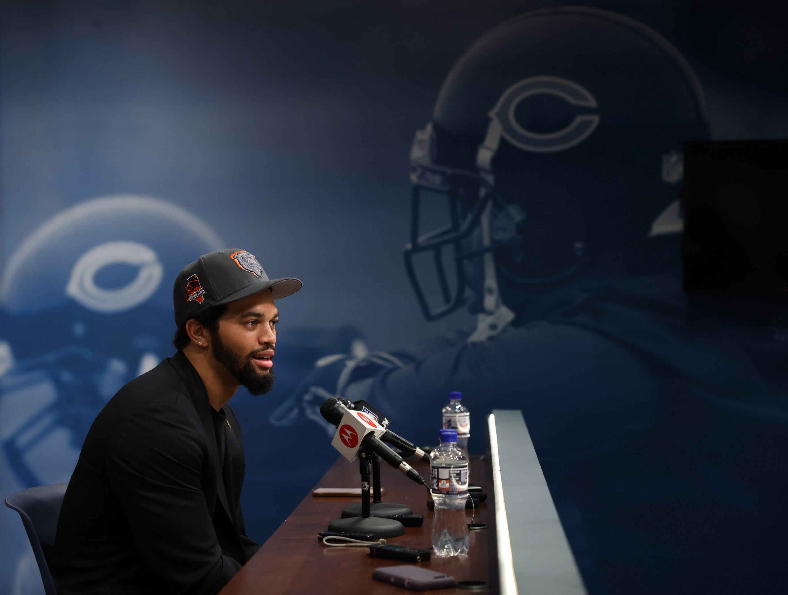 New Bears quarterback Caleb Williams speaks at Halas Hall on...