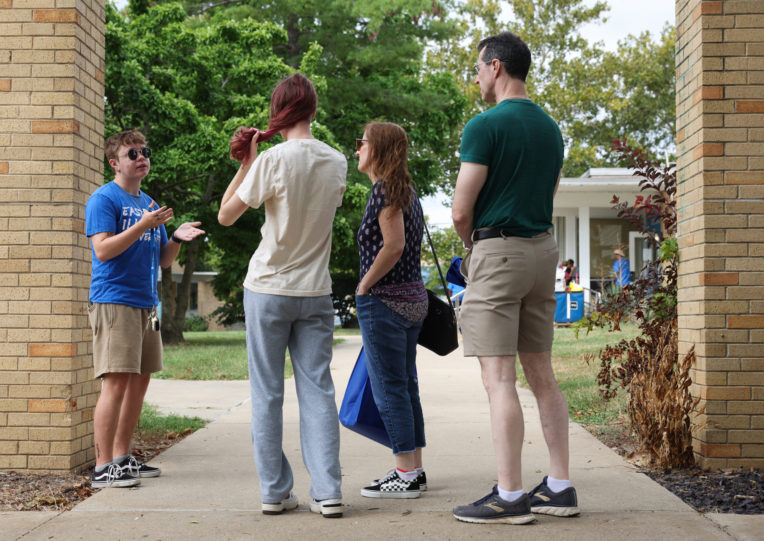 Eastern Illinois University senior Silas Roemer, left, gives a tour...