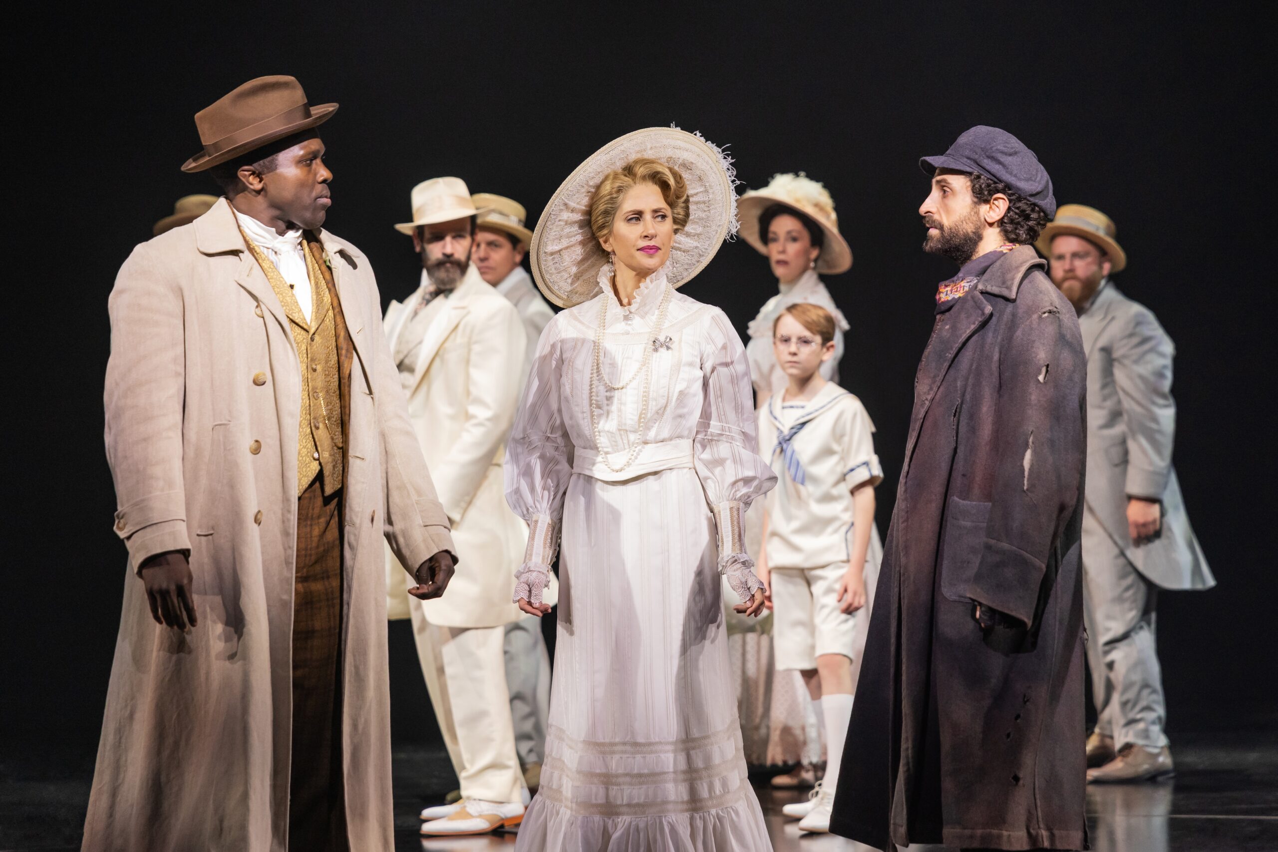 Joshua Henry, Caissie Levy, Brandon Uranowitz and the company of...
