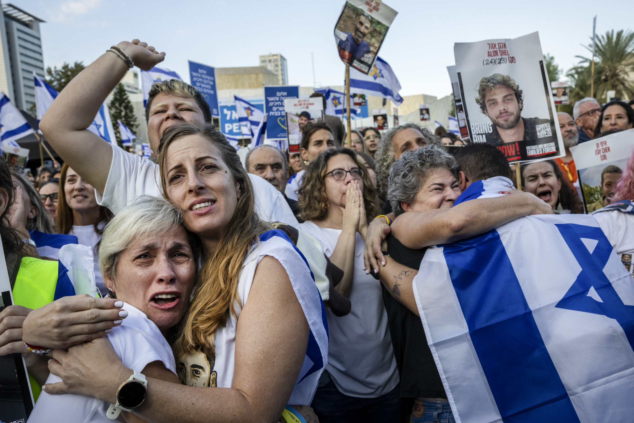 Israelis gathered at what has become known as Hostages Square...