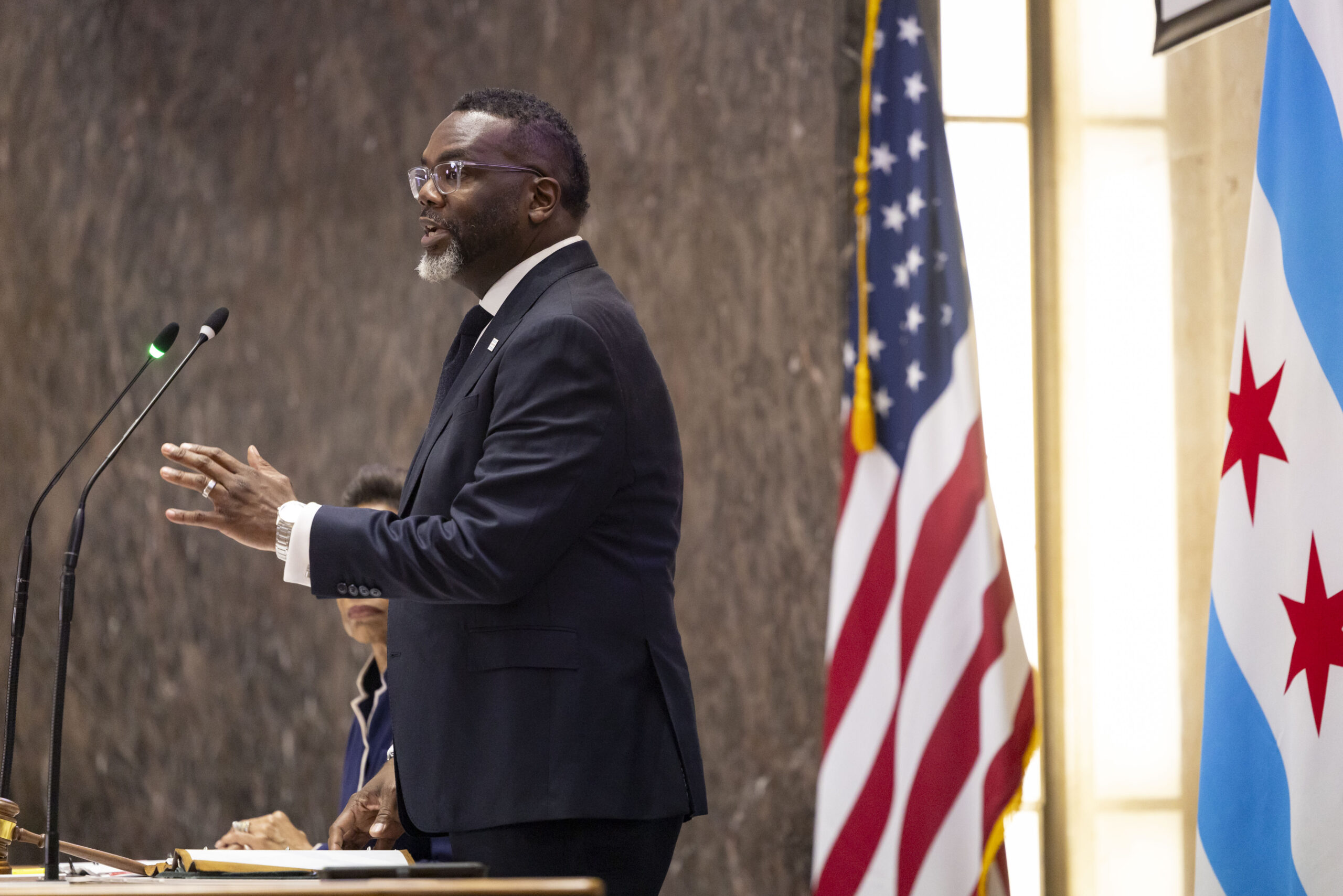 Mayor Brandon Johnson delivers his budget address to the City...