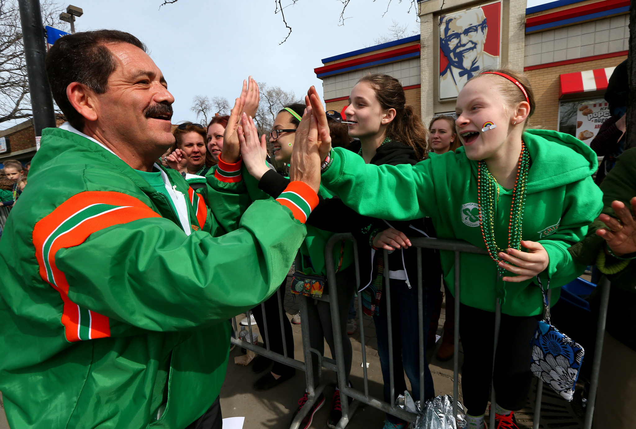 Jesus Chuy Garcia greets an enthusiastic crowd along the South...