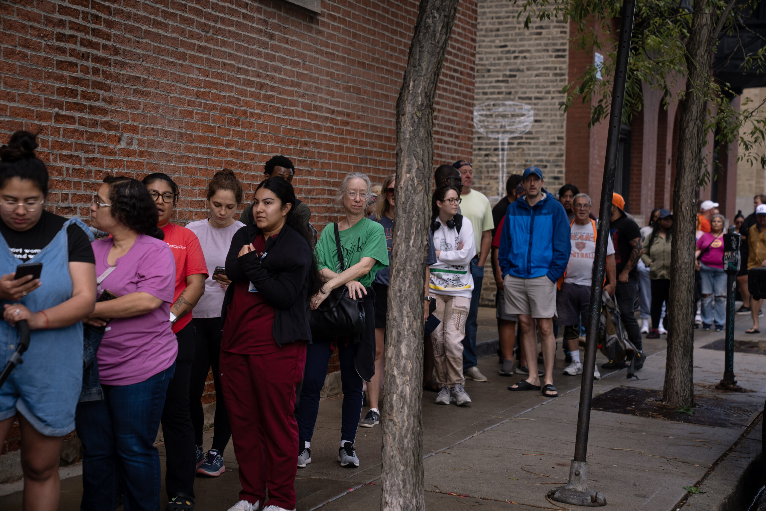 Bears fans and hot dog fans line up at The...