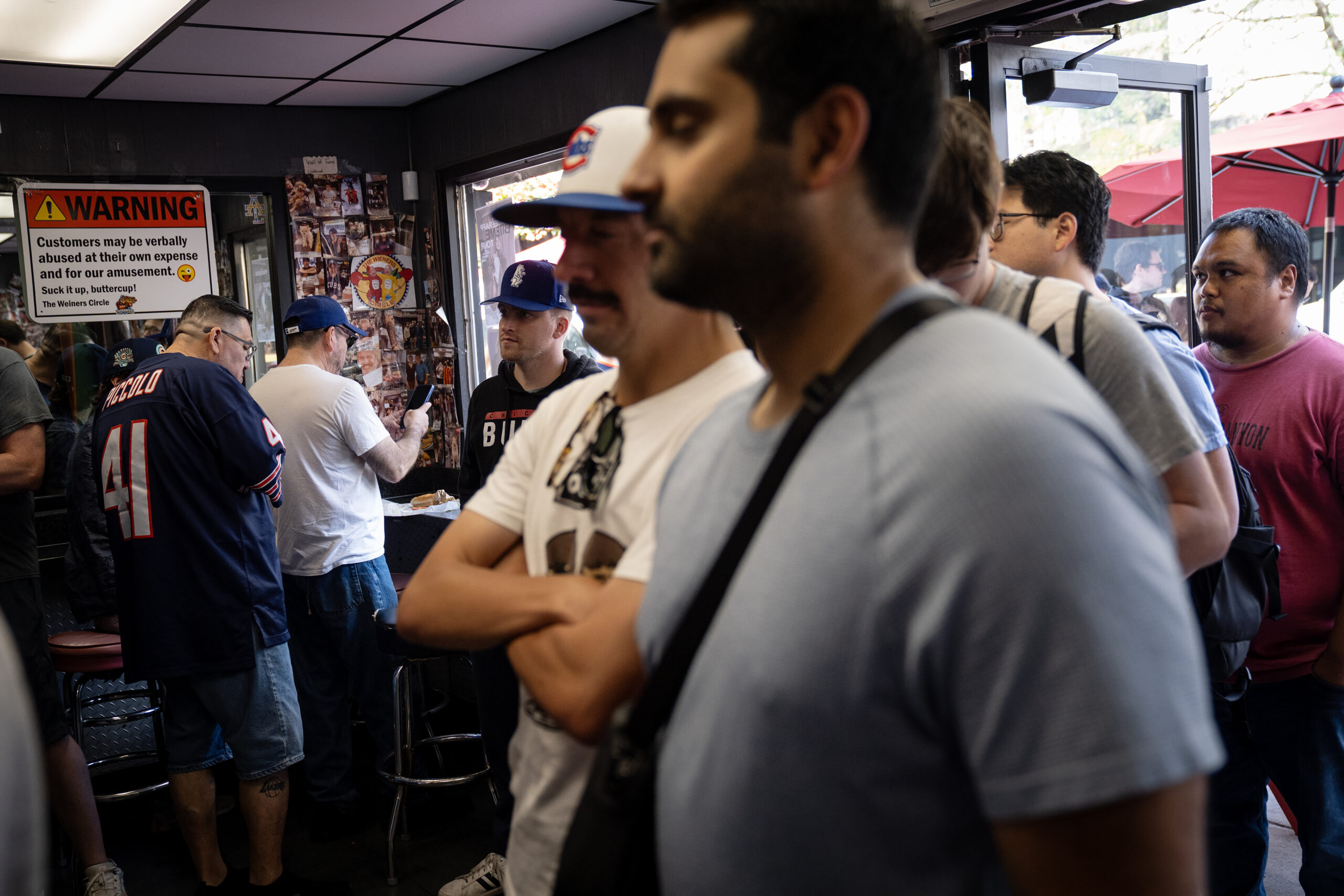 Bears fans and hot dog fans line up at The...