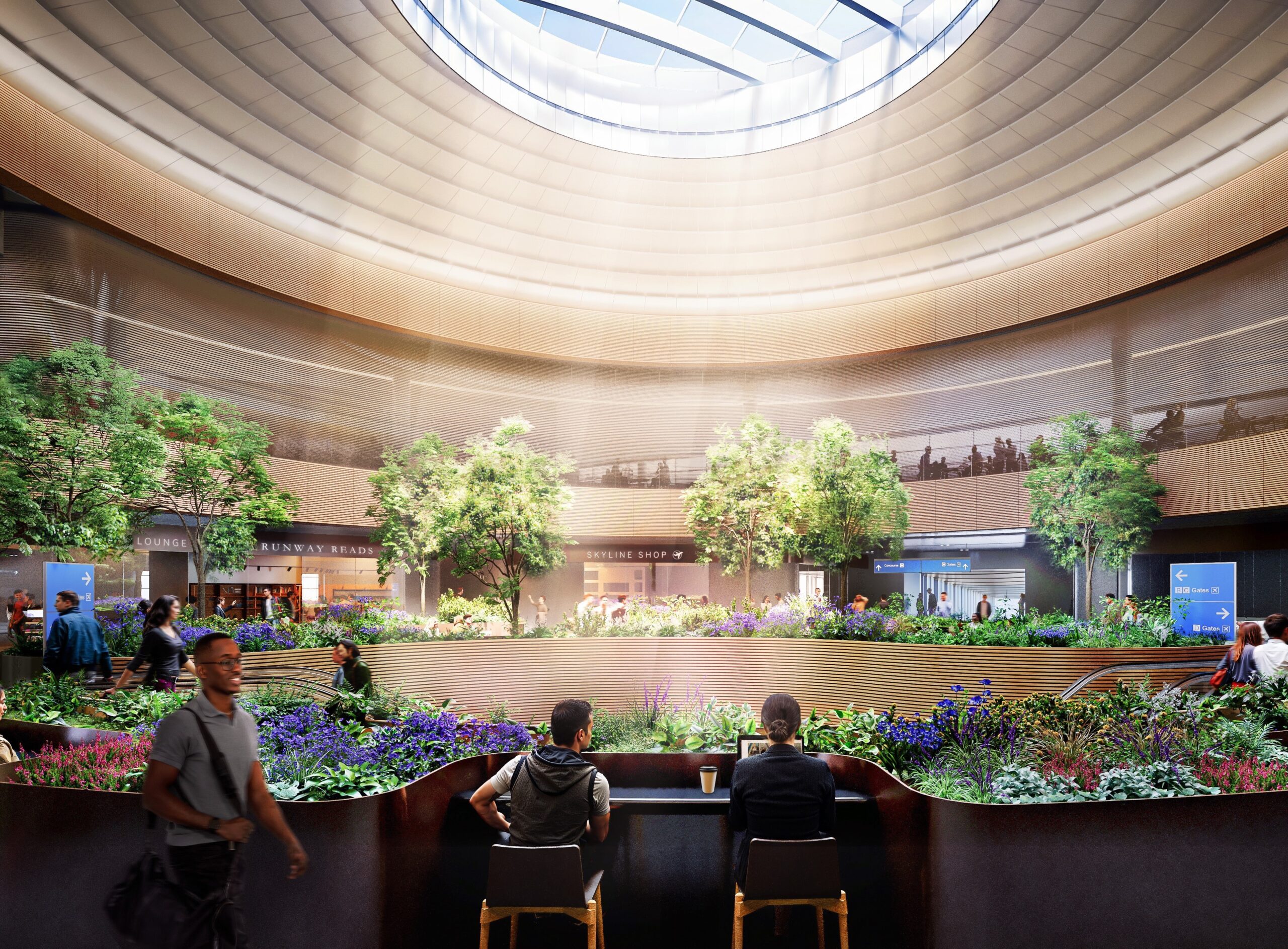 Renderings of the Node Garden at the new Concourse D...