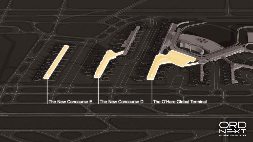 Diagram of the new Concourse D at O'Hare International Airport...