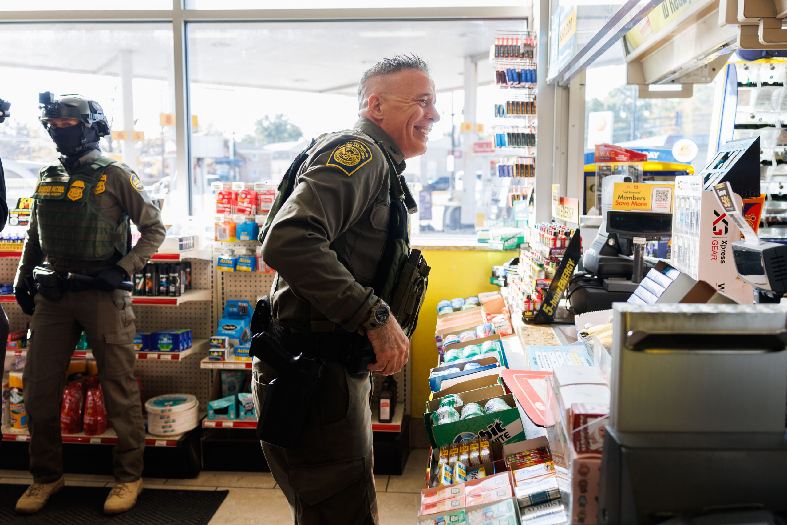 Border Patrol Cmdr. Gregory Bovino buys drinks and food at...
