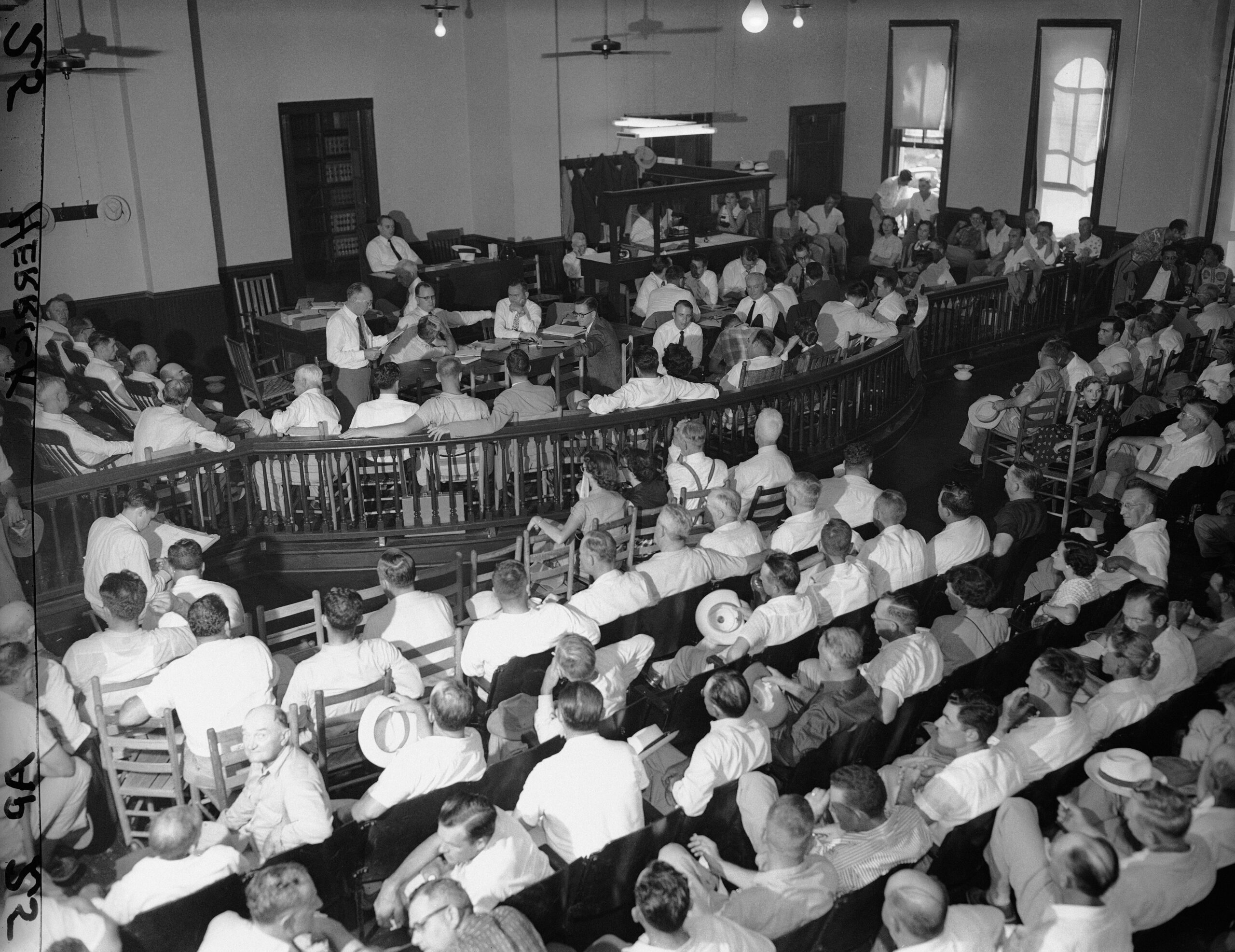 The courtroom in Sumner, Mississippi on Sept. 19, 1955, during...