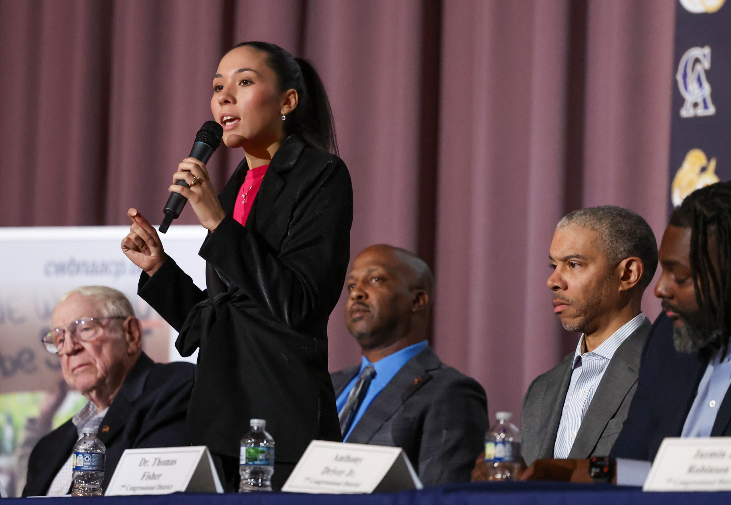 Anabel Mendoza, a candidate for Illinoisâ 7th Congressional District, speaks...